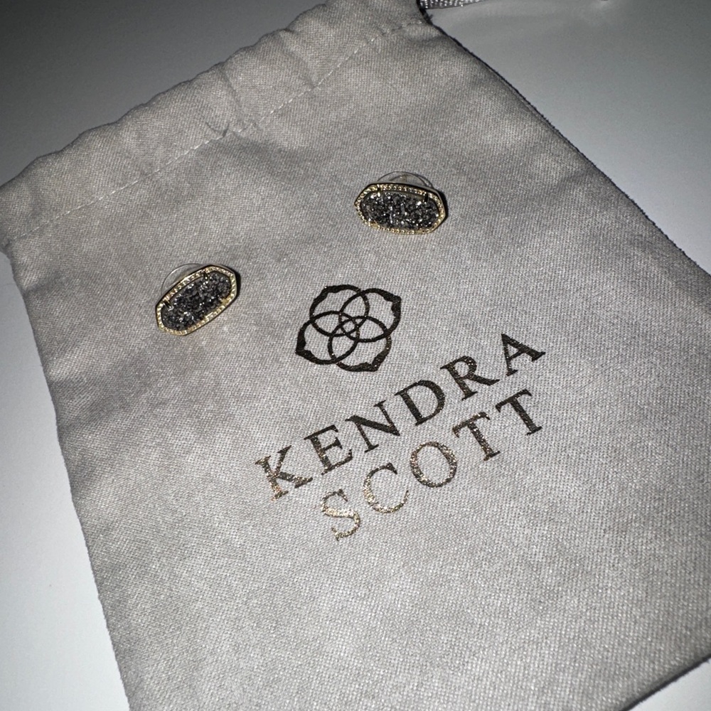 Ellie Gold and Silver Drusy Stud Earrings